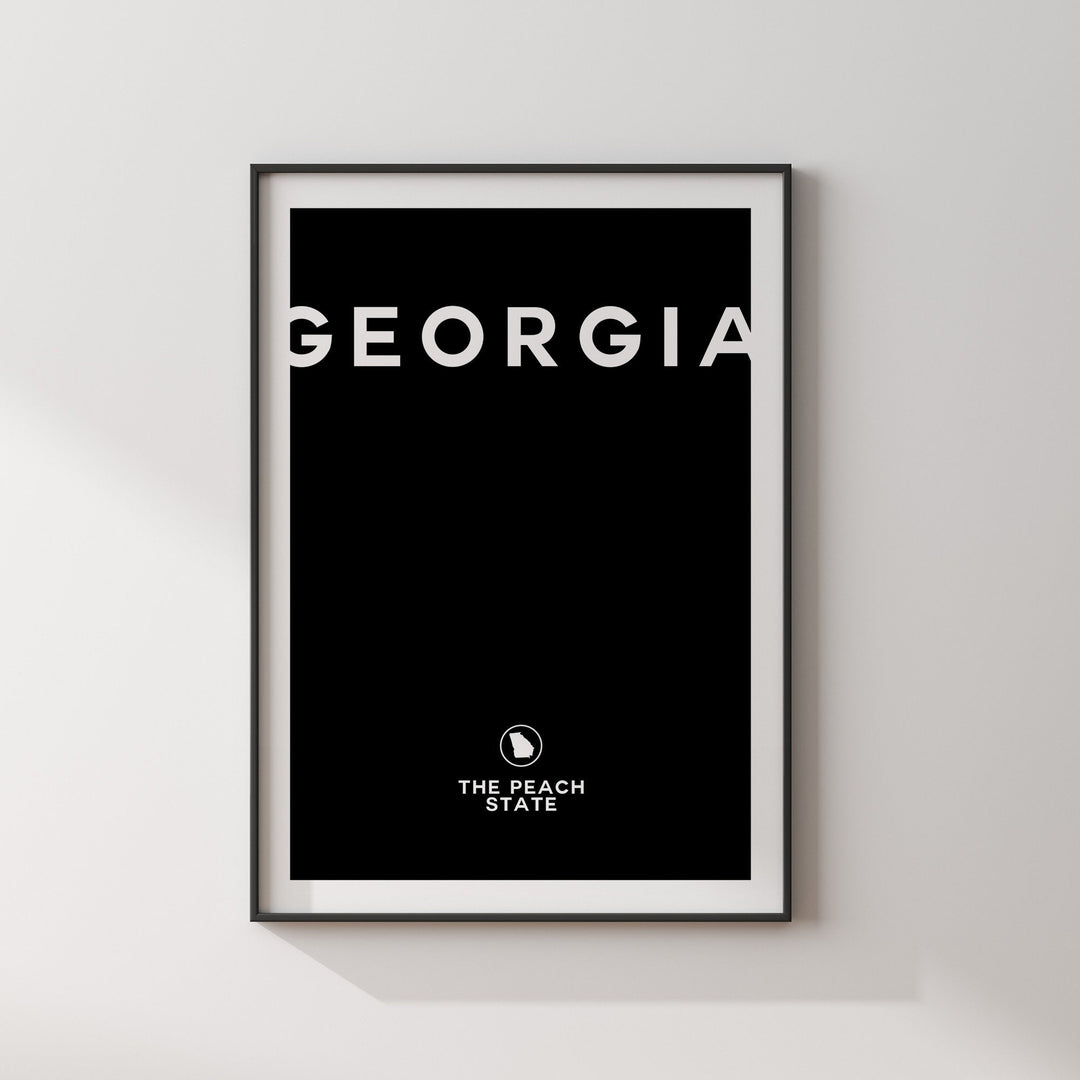Georgia Black and White Typography Wall Art Print | Custom Any Colour | US State | United States of America | USA