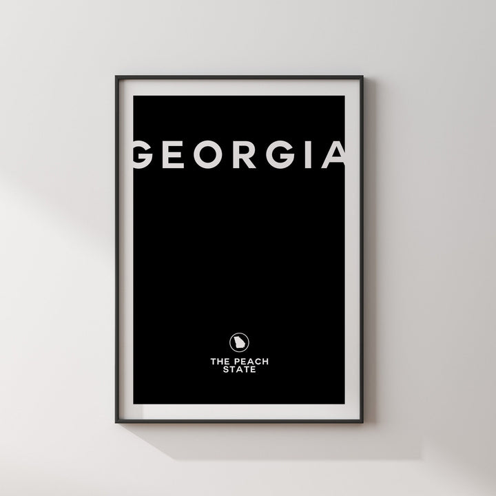 Georgia Black and White Typography Wall Art Print | Custom Any Colour | US State | United States of America | USA