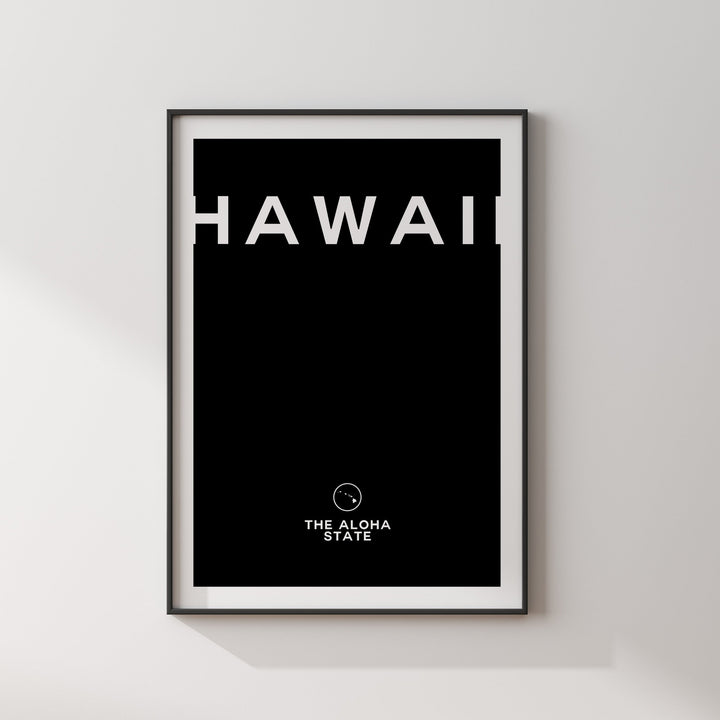 Hawaii Black and White Typography Wall Art Print | Custom Any Colour | US State | United States of America | USA