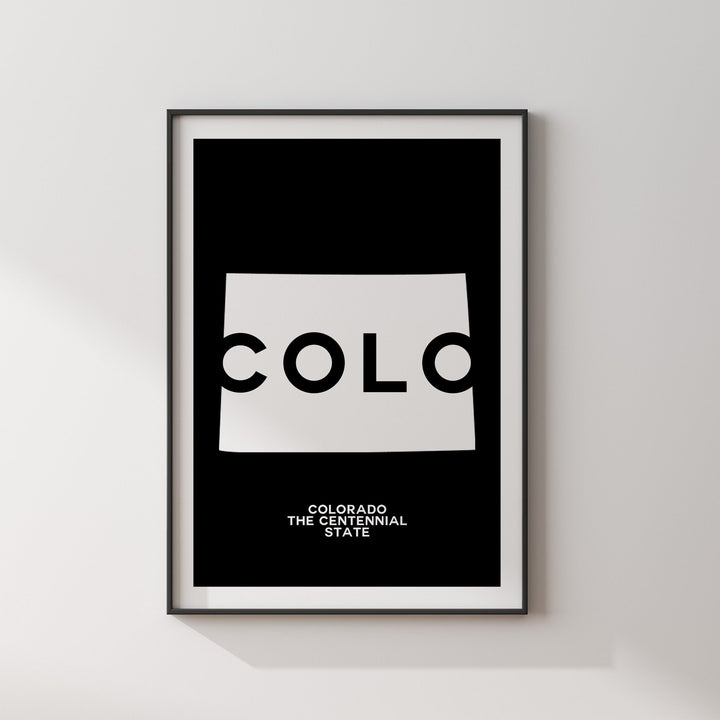 Colorado Black and White Typography Wall Art Print | Custom Any Colour | US State | United States of America | USA