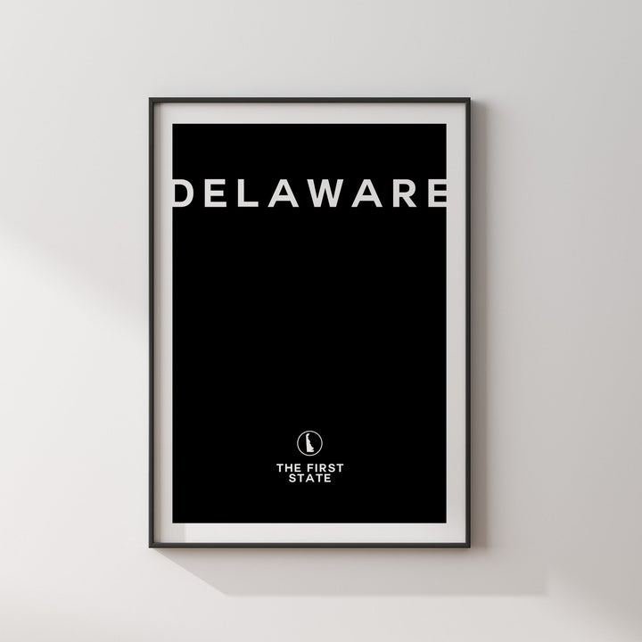 Delaware Black and White Typography Wall Art Print | Custom Any Colour | US State | United States of America | USA