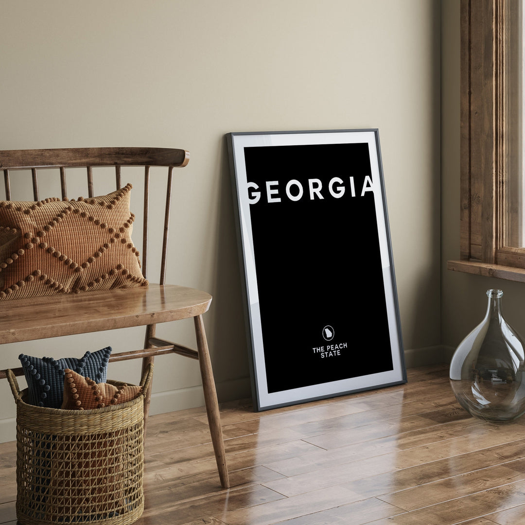 Georgia Black and White Typography Wall Art Print | Custom Any Colour | US State | United States of America | USA