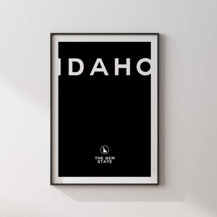 Idaho Poster Black and White Typography Wall Art Print | Custom Any Colour | US State | United States of America | USA