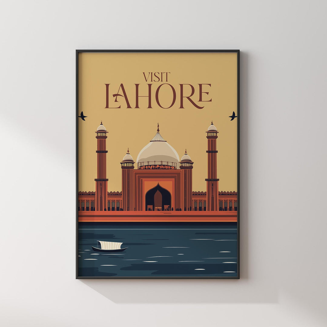 Visit Lahore Wall Art Print | Badshahi Mosque | Pakistan Travel Poster