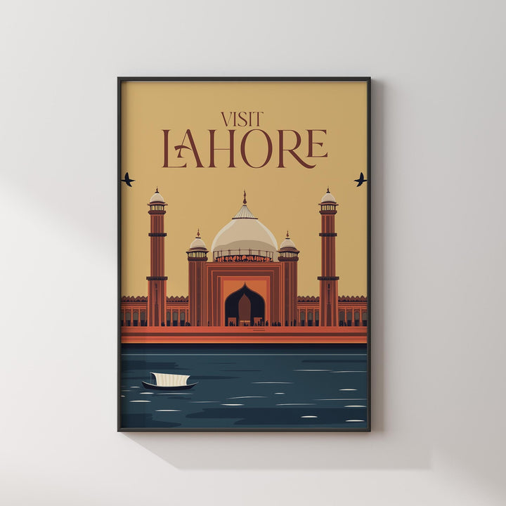 Visit Lahore Wall Art Print | Badshahi Mosque | Pakistan Travel Poster