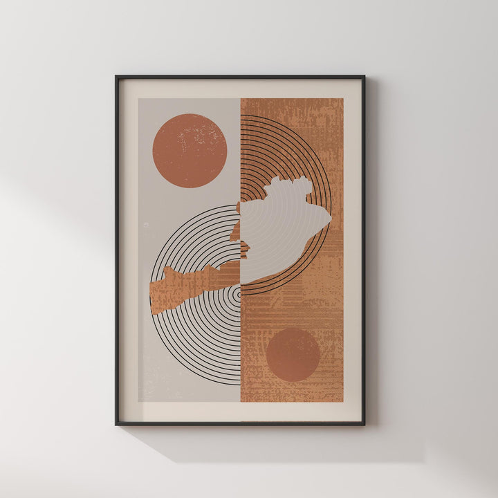 Jhelum Map Wall Art Print | Boho Mid Century | Pakistan