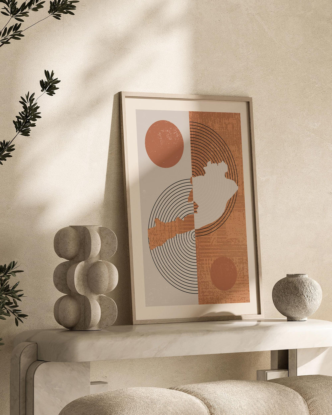 Jhelum Map Wall Art Print | Boho Mid Century | Pakistan
