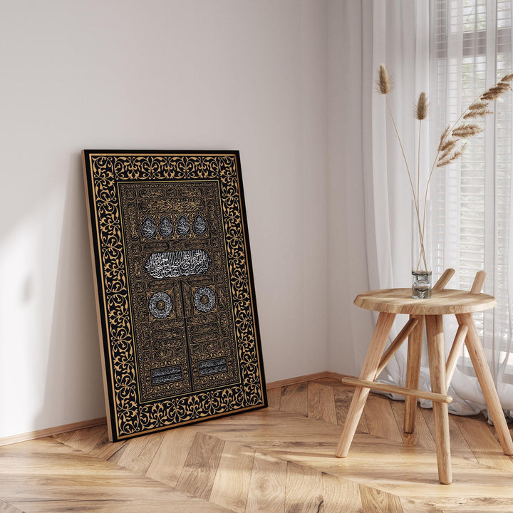 Kaaba Door Canvas Islamic Wall Art | Black & Gold | Makkah | Masjid al Haram
