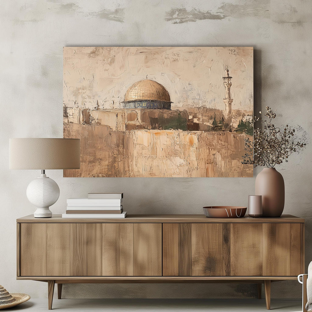 Palestine Dome of The Rock Canvas Wall Art | Masjid Al Aqsa Islamic Wall Art | Ready To Hang Canvas