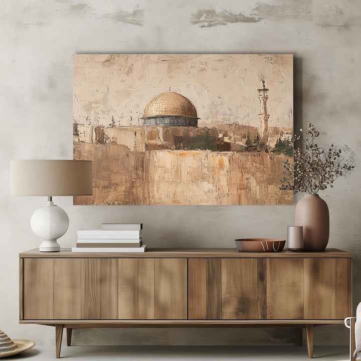 Palestine Dome of The Rock Canvas Wall Art | Masjid Al Aqsa Islamic Wall Art | Ready To Hang Canvas