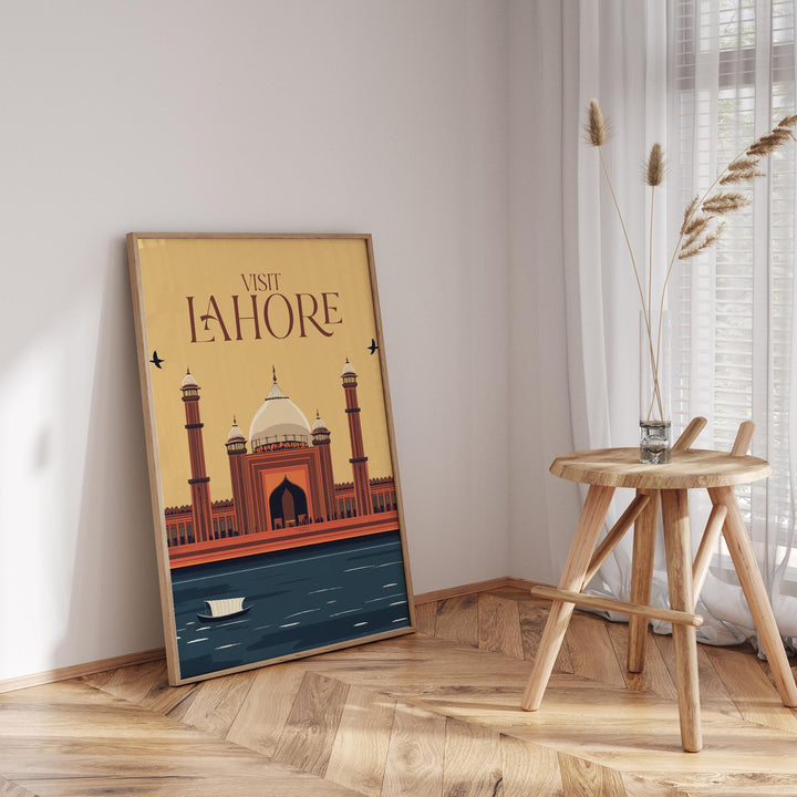Visit Lahore Wall Art Print | Badshahi Mosque | Pakistan Travel Poster