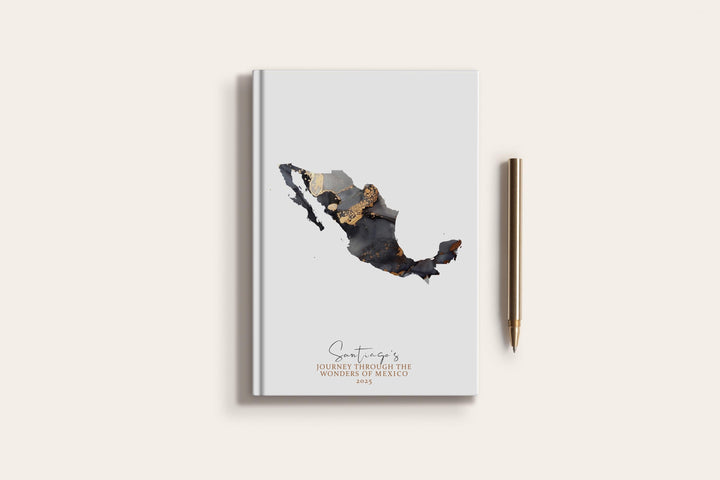 Mexico Travel Journal Personalised Travel Diary Notebook Country Mexico Map Custom Map Planner