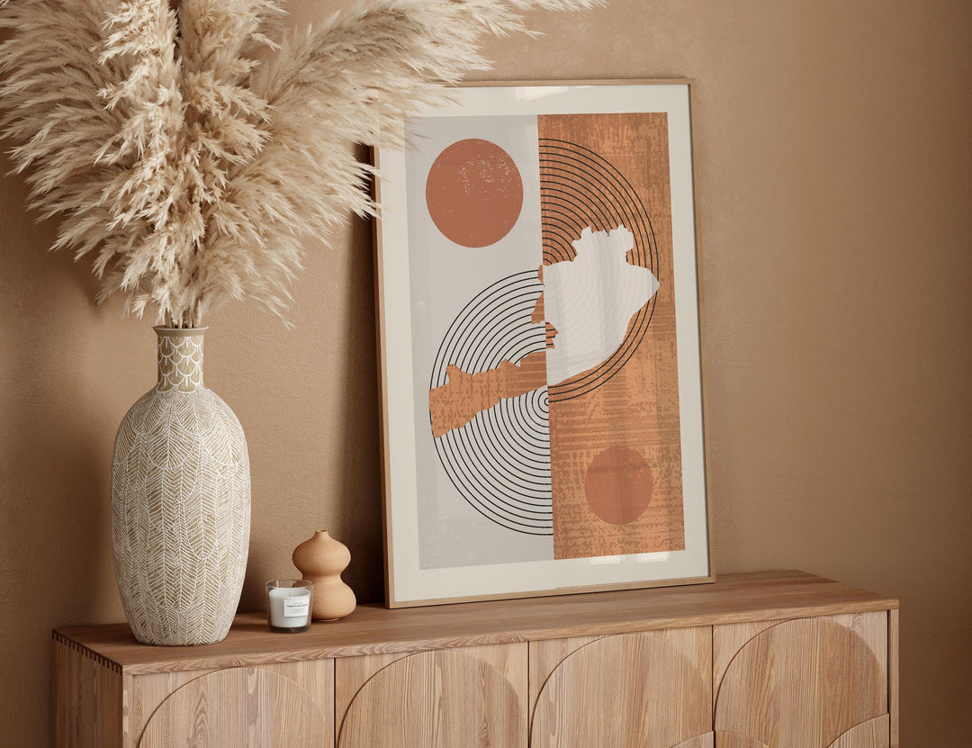 Jhelum Map Wall Art Print | Boho Mid Century | Pakistan