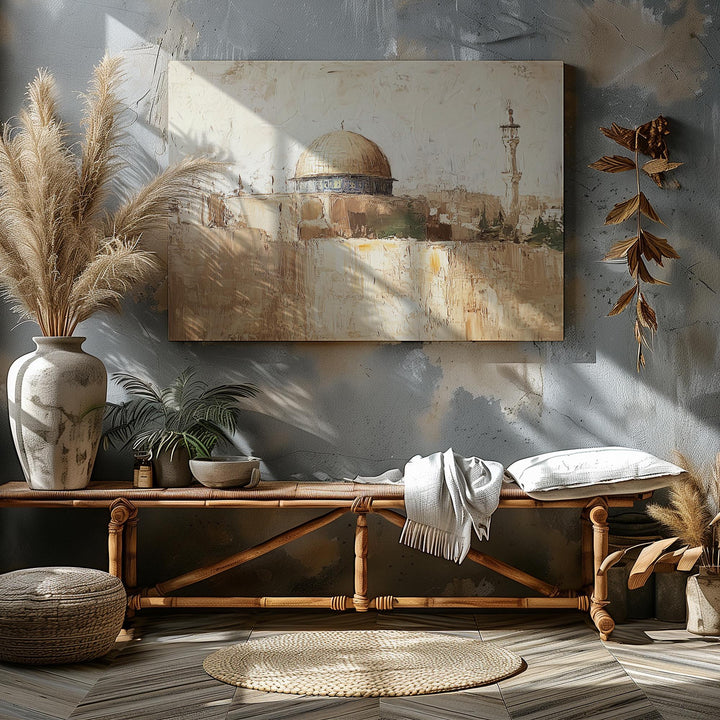 Palestine Dome of The Rock Canvas Wall Art | Masjid Al Aqsa Islamic Wall Art | Ready To Hang Canvas