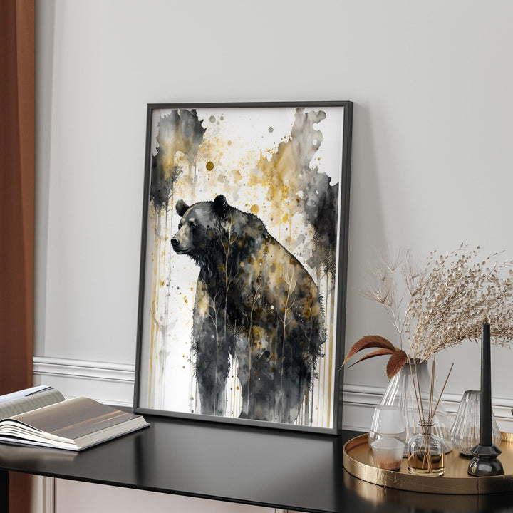 Bear Black  Wall Art Print | Powerful Animal Decor for Bold Modern Spaces