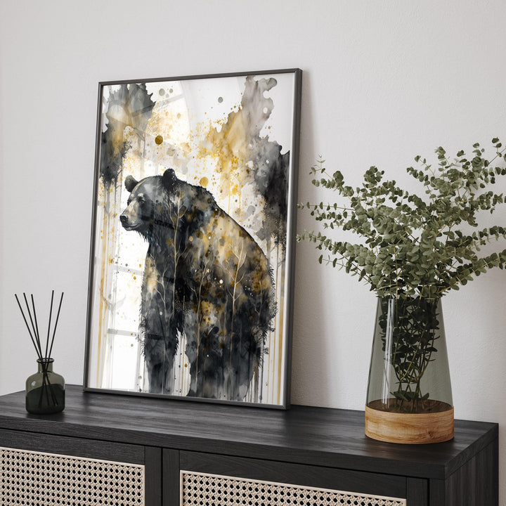 Bear Black  Wall Art Print | Powerful Animal Decor for Bold Modern Spaces