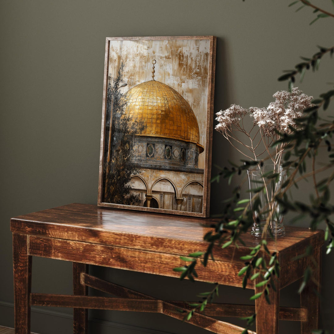 Vintage Palestine Painting Islamic Wall Art Print | Dome of The Rock | Al Aqsa
