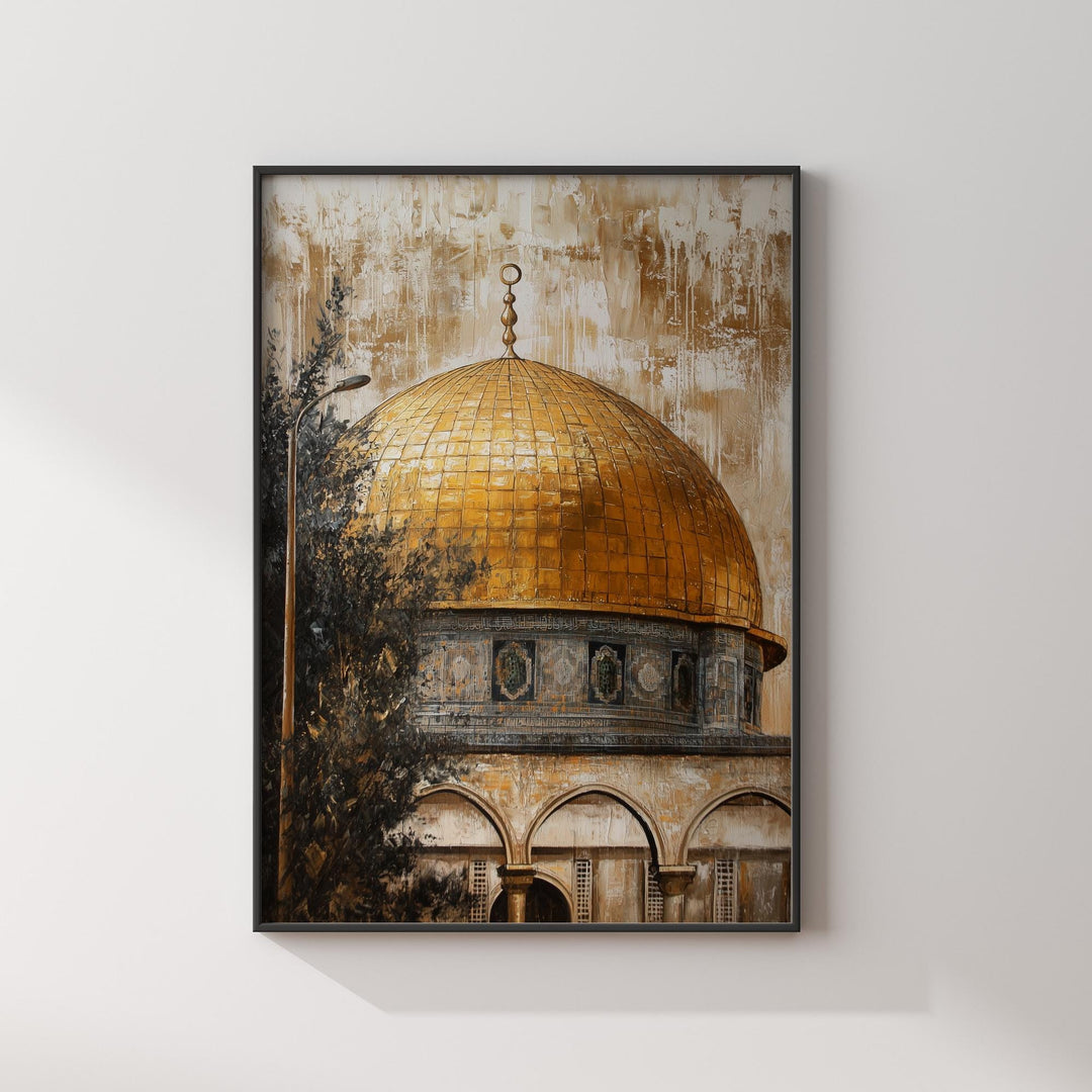 Vintage Palestine Painting Islamic Wall Art Print | Dome of The Rock | Al Aqsa