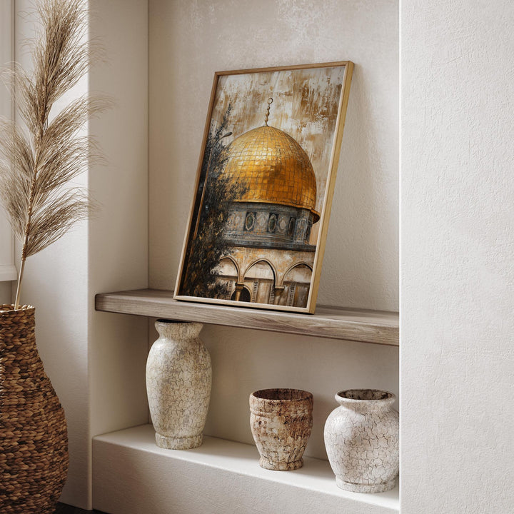 Vintage Palestine Painting Islamic Wall Art Print | Dome of The Rock | Al Aqsa
