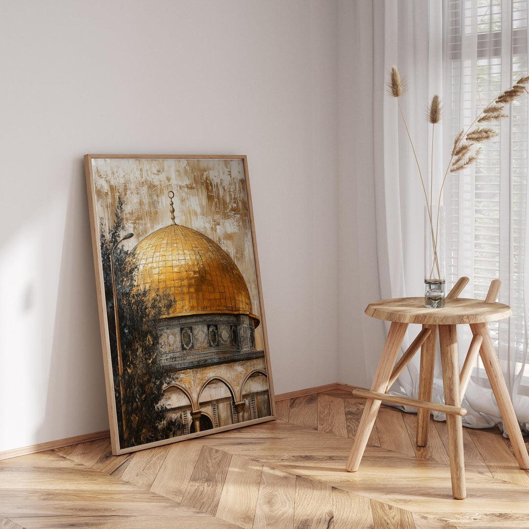 Vintage Palestine Painting Islamic Wall Art Print | Dome of The Rock | Al Aqsa