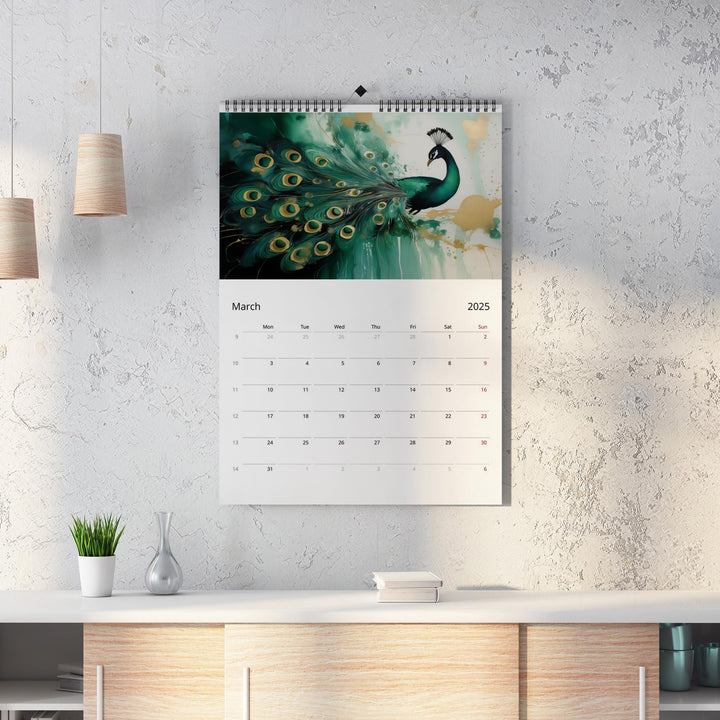 2025 Calendar Peacock Edition | Large A3 A4 11x16.5" | Peacock Art Calendar | New Year Christmas Gift | Eco Friendly | Sustainable