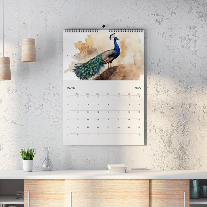 2025 Calendar Peacock Edition | Large A3 A4 11x16.5" | Peacock Art Calendar | New Year Christmas Gift | Eco Friendly | Sustainable