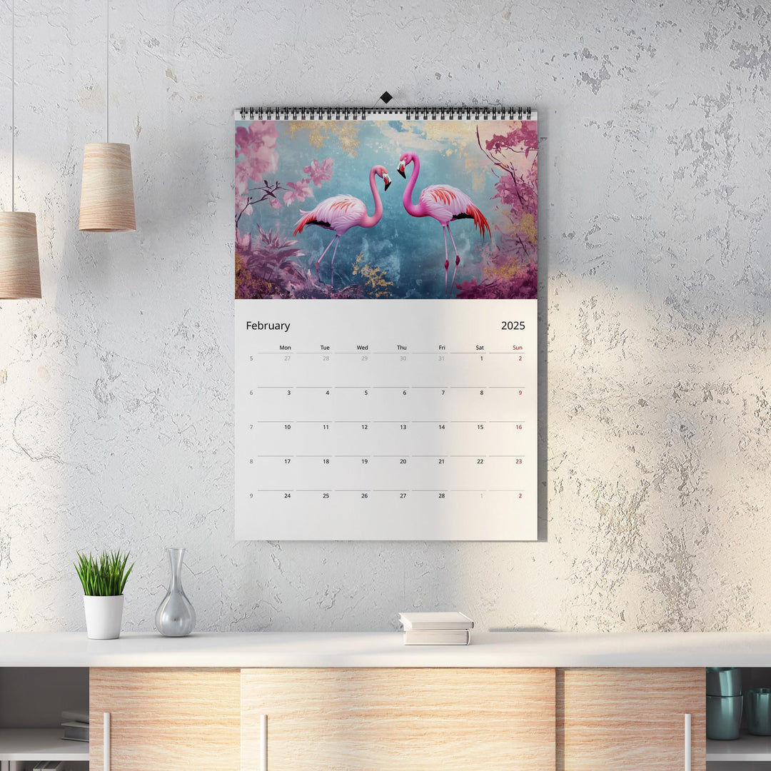 2025 Calendar Flamingo Edition | Large A3 A4 11x16.5" | Flamingo Art Calendar | New Year Christmas Gift | Eco Friendly | Sustainable