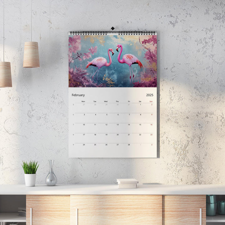 2025 Calendar Flamingo Edition | Large A3 A4 11x16.5" | Flamingo Art Calendar | New Year Christmas Gift | Eco Friendly | Sustainable