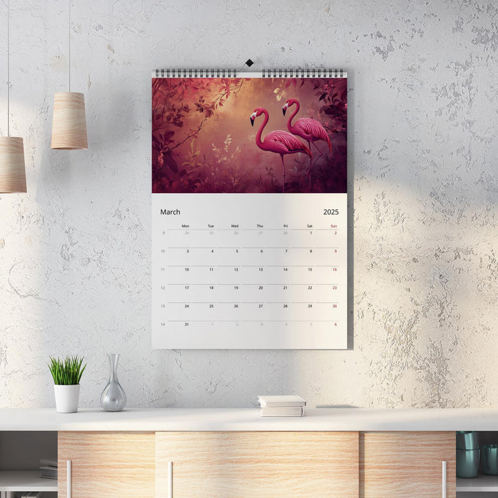 2025 Calendar Flamingo Edition | Large A3 A4 11x16.5" | Flamingo Art Calendar | New Year Christmas Gift | Eco Friendly | Sustainable