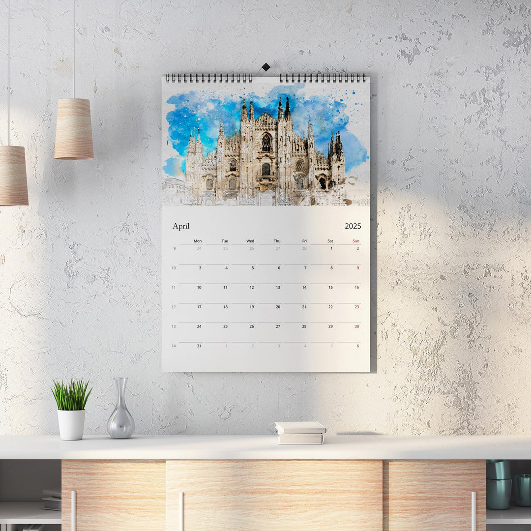 Italy 2025 Calendar | Large A3 A4 11x16.5" | Watercolour Painting Italy Art Calendar | New Year Christmas Travel Gift | Eco Friendly