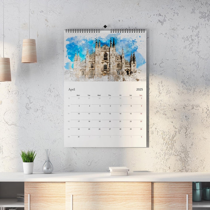 Italy 2025 Calendar | Large A3 A4 11x16.5" | Watercolour Painting Italy Art Calendar | New Year Christmas Travel Gift | Eco Friendly