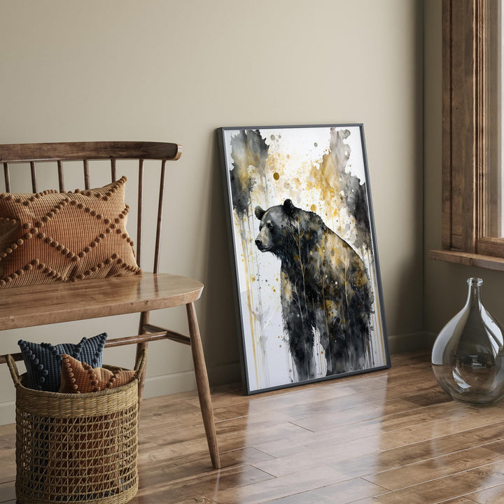 Bear Black  Wall Art Print | Powerful Animal Decor for Bold Modern Spaces