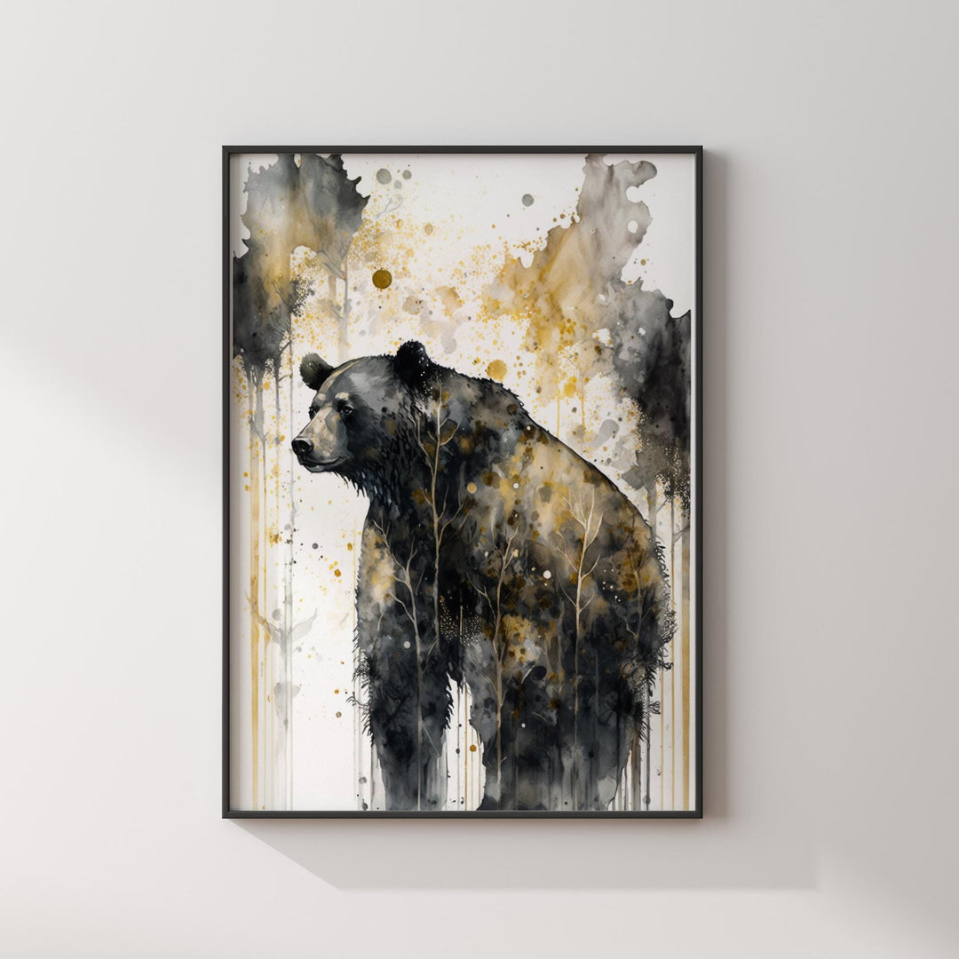 Bear Black  Wall Art Print | Powerful Animal Decor for Bold Modern Spaces