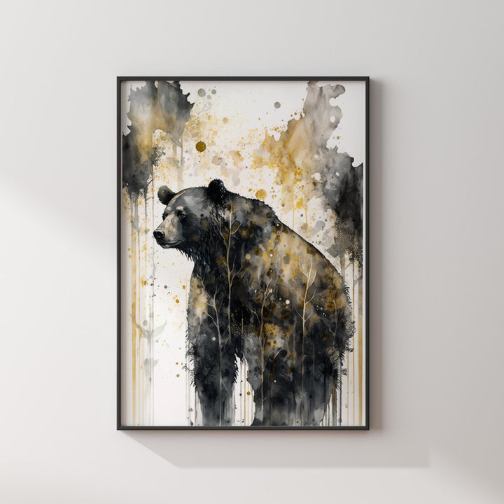Bear Black  Wall Art Print | Powerful Animal Decor for Bold Modern Spaces