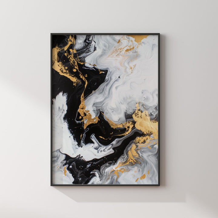 Geometric Lines Black and Gold  Wall Art Print | Elegant  Abstract Artwork for any space