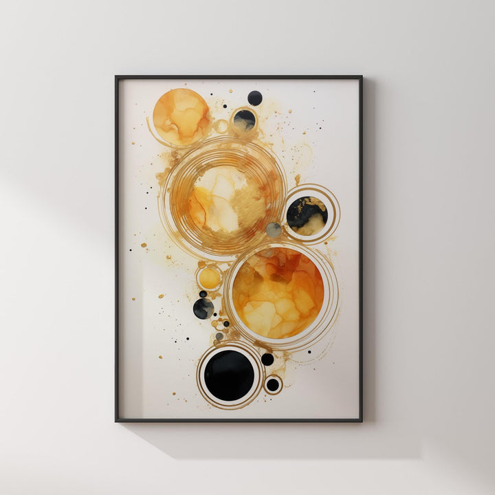 Galaxy Stylish Black and Gold Wall Art | Minimalist Universe Abstract Print for Elegant Spaces