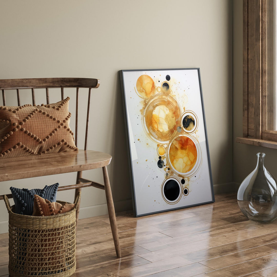 Galaxy Stylish Black and Gold Wall Art | Minimalist Universe Abstract Print for Elegant Spaces