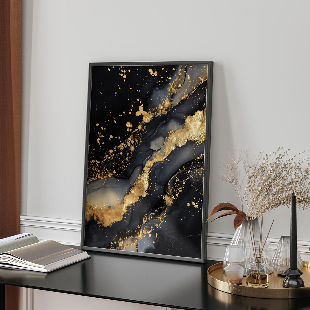 Geometric Design Gold and Black Abstract Art Print | Elegant Modern art for Sophisticated Home or Office Decor