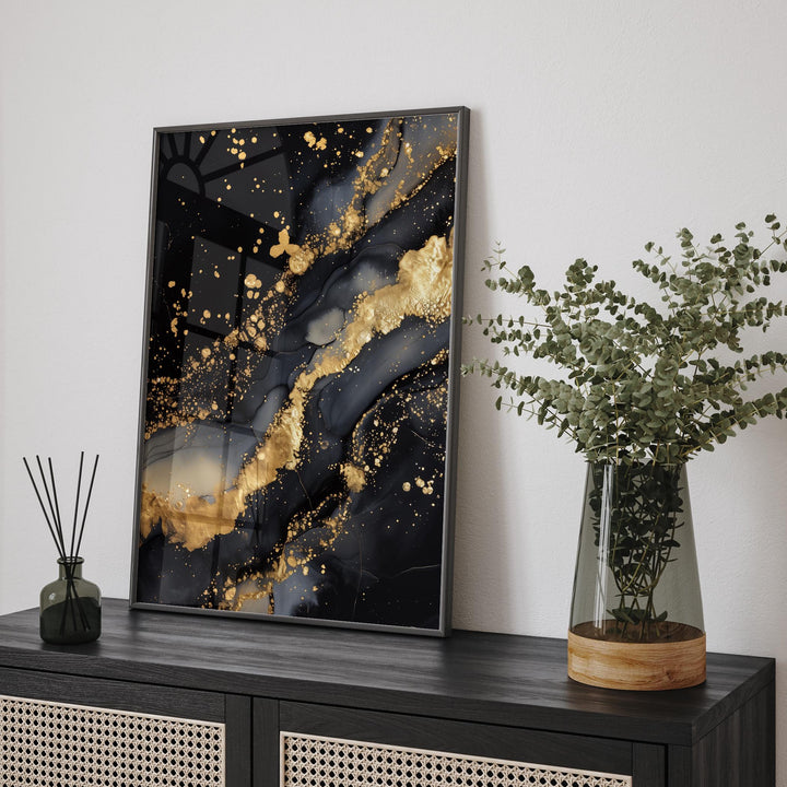 Geometric Design Gold and Black Abstract Art Print | Elegant Modern art for Sophisticated Home or Office Decor