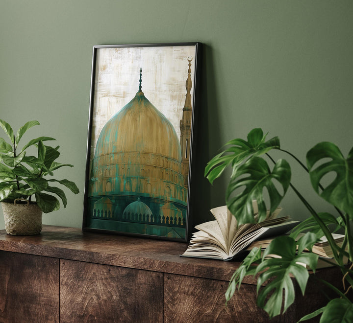 Set of 3 Kaaba, Masjid Nabwi & Dome of The Rock Vintage Islamic Holy Places Wall Art Prints | Al Aqsa Mosque Palestine | Makkah | Madiah