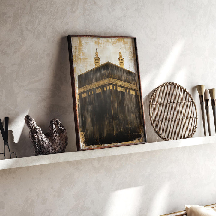Vintage Kaaba Painting Islamic Wall Art Print | Masjid Al Haram Grand Mosque Mecca