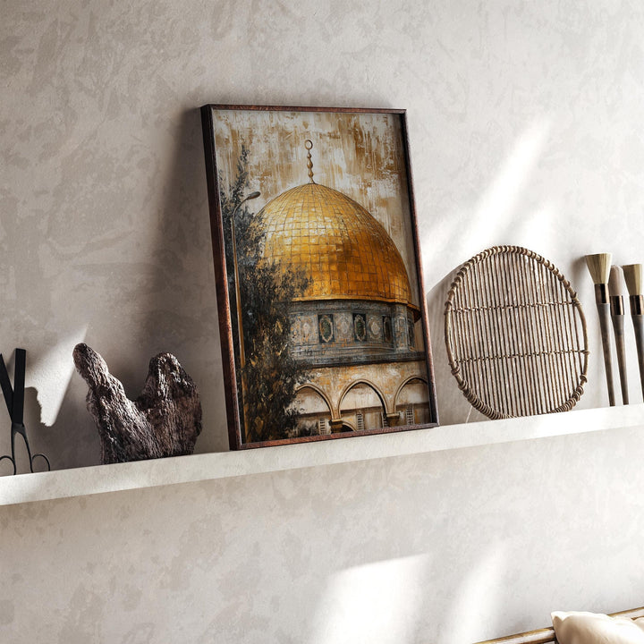 Vintage Palestine Painting Islamic Wall Art Print | Dome of The Rock | Al Aqsa