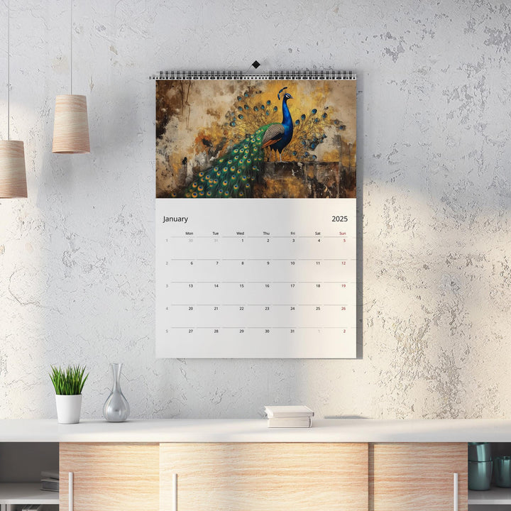 2025 Calendar Peacock Edition | Large A3 A4 11x16.5" | Peacock Art Calendar | New Year Christmas Gift | Eco Friendly | Sustainable