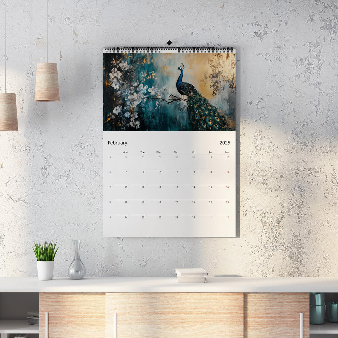2025 Calendar Peacock Edition | Large A3 A4 11x16.5" | Peacock Art Calendar | New Year Christmas Gift | Eco Friendly | Sustainable