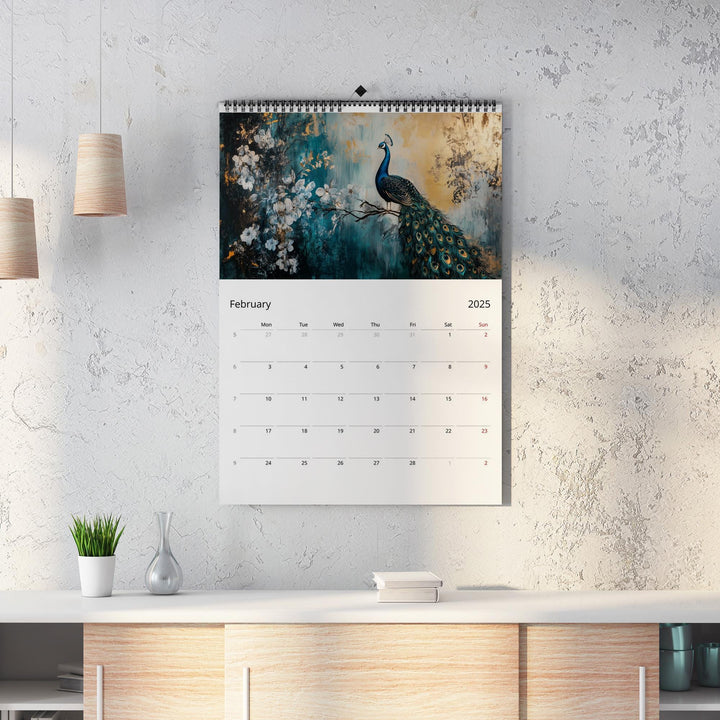 2025 Calendar Peacock Edition | Large A3 A4 11x16.5" | Peacock Art Calendar | New Year Christmas Gift | Eco Friendly | Sustainable