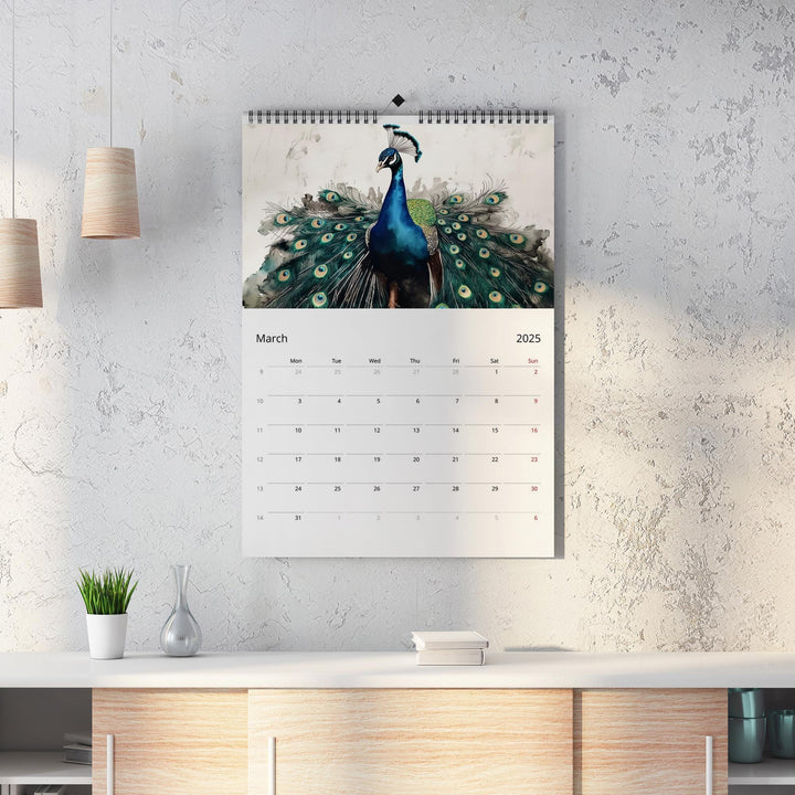 2025 Calendar Peacock Edition | Large A3 A4 11x16.5" | Peacock Art Calendar | New Year Christmas Gift | Eco Friendly | Sustainable