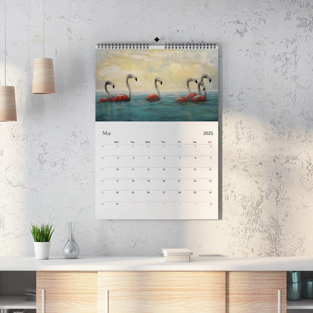 2025 Calendar Flamingo Edition | Large A3 A4 11x16.5" | Flamingo Art Calendar | New Year Christmas Gift | Eco Friendly | Sustainable