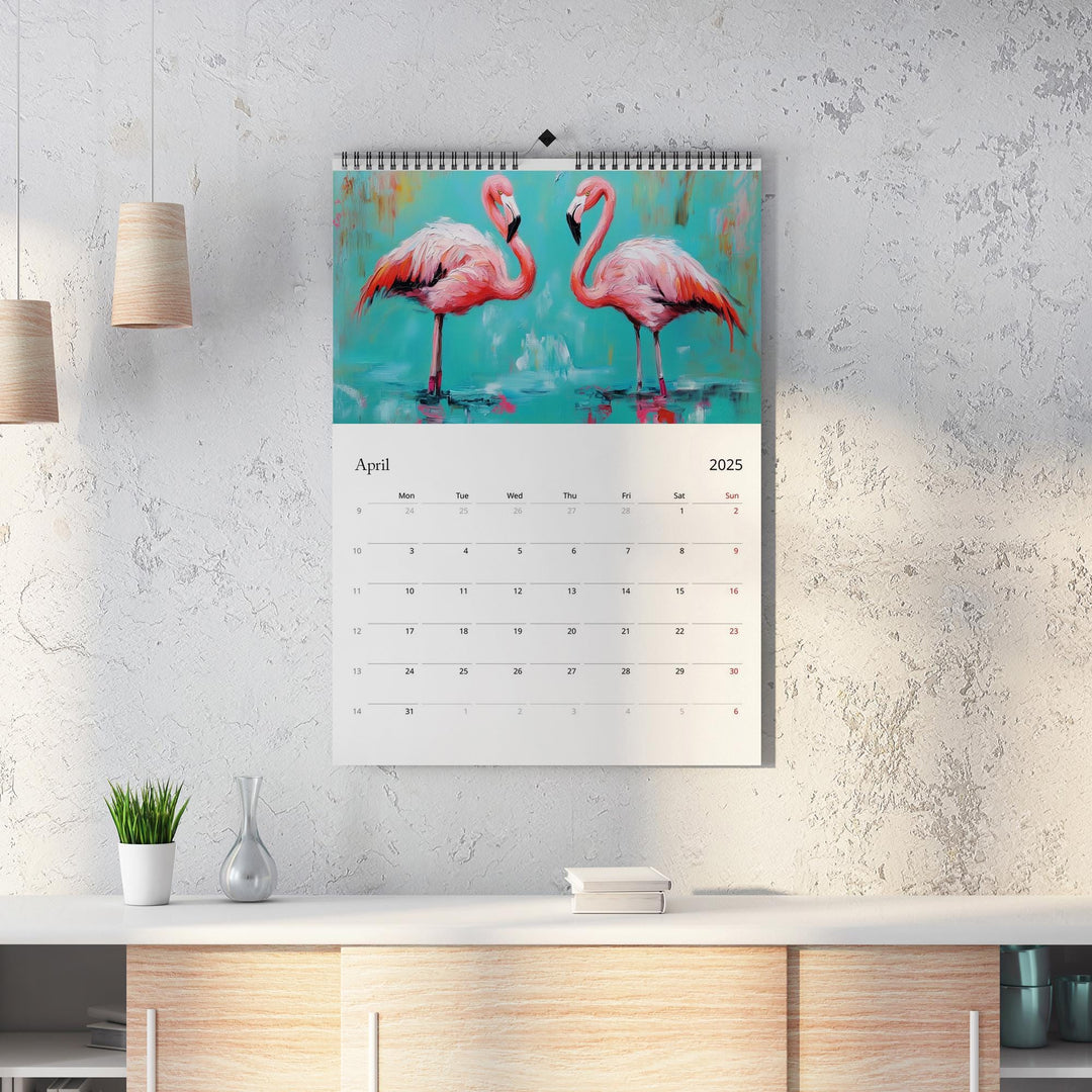 2025 Calendar Flamingo Edition | Large A3 A4 11x16.5" | Flamingo Art Calendar | New Year Christmas Gift | Eco Friendly | Sustainable