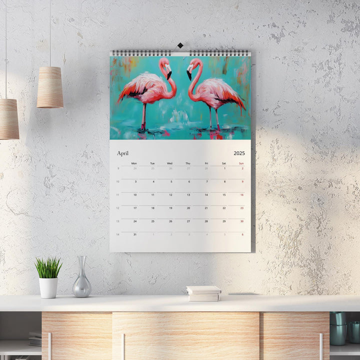 2025 Calendar Flamingo Edition | Large A3 A4 11x16.5" | Flamingo Art Calendar | New Year Christmas Gift | Eco Friendly | Sustainable