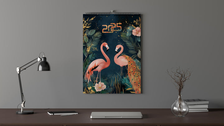 2025 Calendar Flamingo Edition | Large A3 A4 11x16.5" | Flamingo Art Calendar | New Year Christmas Gift | Eco Friendly | Sustainable